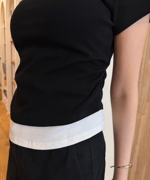 Geeong(ジーオン)の「【ZOZO限定】バイカラー レイヤード Tシャツ 半袖トップス(Tシャツ/カットソー・レディース・ライトブルー/ブラック/グレー・FREE)」の15枚目の写真