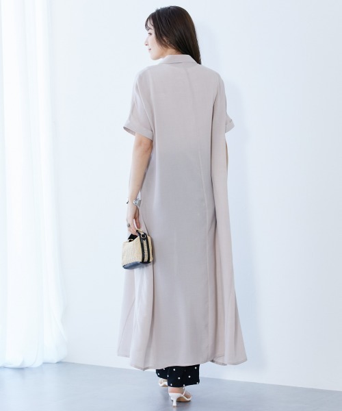 slattgir(スラットジール)の「高身長 麻調スキッパーデザインロングワンピース(トールサイズ)(ワンピース・レディース・ブルーグレー/ネイビー/ベージュ・4L~5L/LL~3L/M~L)」の7枚目の写真