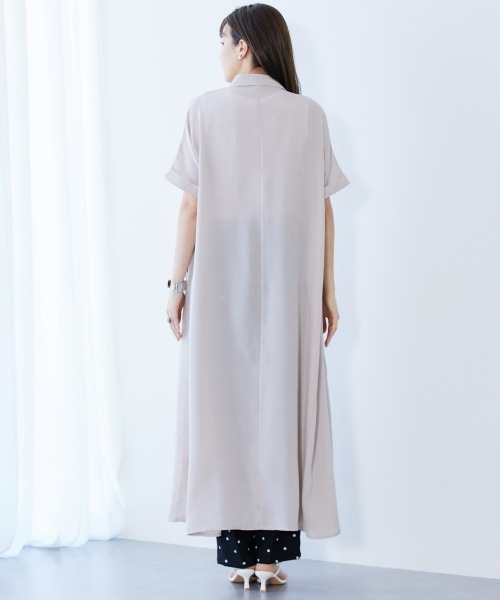 slattgir(スラットジール)の「高身長 麻調スキッパーデザインロングワンピース(トールサイズ)(ワンピース・レディース・ブルーグレー/ネイビー/ベージュ・4L~5L/LL~3L/M~L)」の17枚目の写真