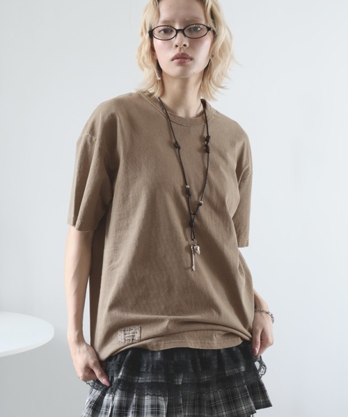 Girly Doll(ガーリードール)の「ビンテージライクオーバーTシャツ(Tシャツ/カットソー・レディース・モカ/ダークグレー/カーキ・M/S/XL/L)」の2枚目の写真