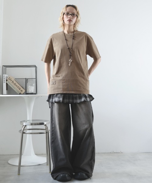 Girly Doll(ガーリードール)の「ビンテージライクオーバーTシャツ(Tシャツ/カットソー・レディース・モカ/ダークグレー/カーキ・M/S/XL/L)」の5枚目の写真