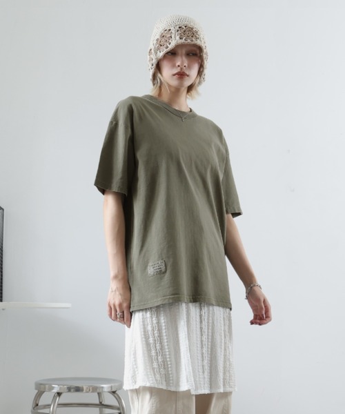 Girly Doll(ガーリードール)の「ビンテージライクオーバーTシャツ(Tシャツ/カットソー・レディース・モカ/ダークグレー/カーキ・M/S/XL/L)」の7枚目の写真