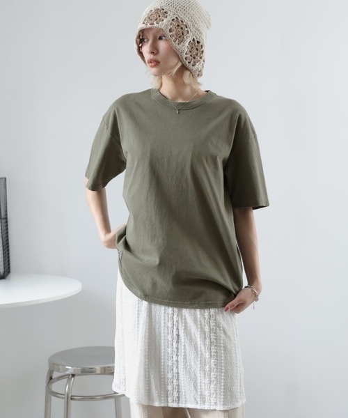 Girly Doll(ガーリードール)の「ビンテージライクオーバーTシャツ(Tシャツ/カットソー・レディース・モカ/ダークグレー/カーキ・M/S/XL/L)」の10枚目の写真