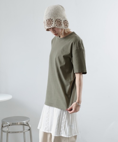 Girly Doll(ガーリードール)の「ビンテージライクオーバーTシャツ(Tシャツ/カットソー・レディース・モカ/ダークグレー/カーキ・M/S/XL/L)」の11枚目の写真