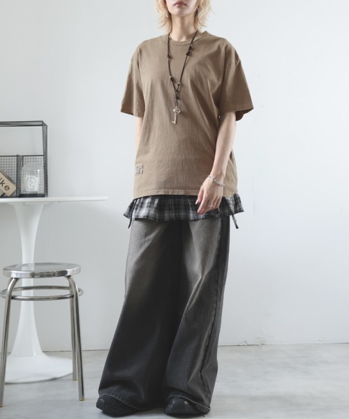 Girly Doll(ガーリードール)の「ビンテージライクオーバーTシャツ(Tシャツ/カットソー・レディース・モカ/ダークグレー/カーキ・M/S/XL/L)」の15枚目の写真