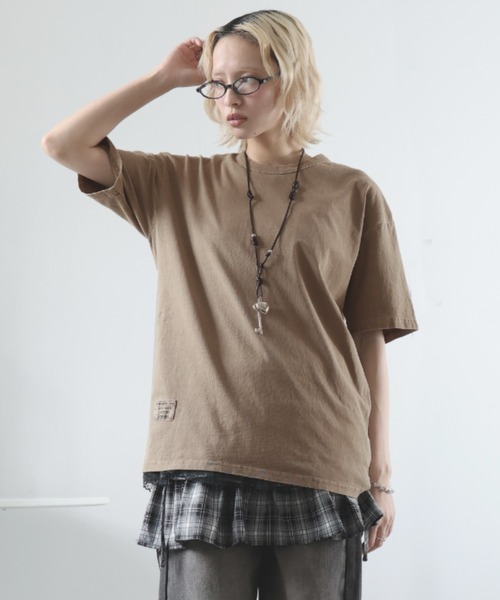 Girly Doll(ガーリードール)の「ビンテージライクオーバーTシャツ(Tシャツ/カットソー・レディース・モカ/ダークグレー/カーキ・M/S/XL/L)」の16枚目の写真