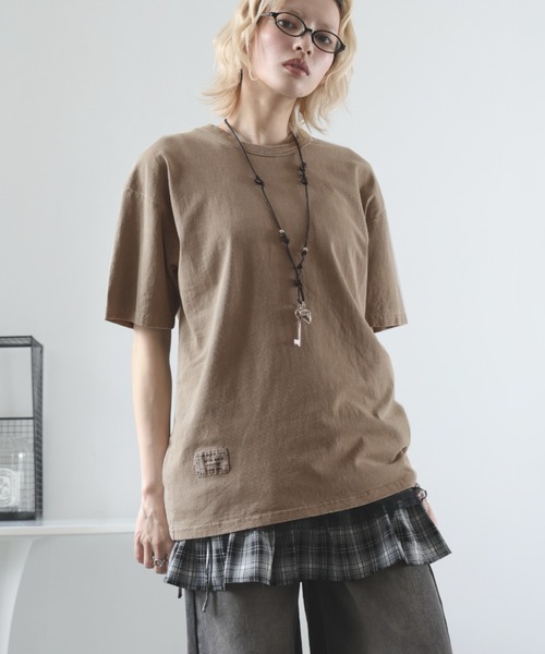 Girly Doll(ガーリードール)の「ビンテージライクオーバーTシャツ(Tシャツ/カットソー・レディース・モカ/ダークグレー/カーキ・M/S/XL/L)」の17枚目の写真