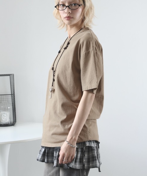 Girly Doll(ガーリードール)の「ビンテージライクオーバーTシャツ(Tシャツ/カットソー・レディース・モカ/ダークグレー/カーキ・M/S/XL/L)」の19枚目の写真