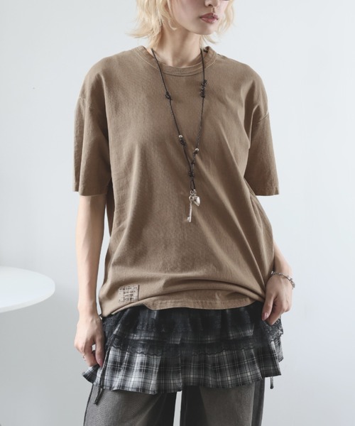 Girly Doll(ガーリードール)の「ビンテージライクオーバーTシャツ(Tシャツ/カットソー・レディース・モカ/ダークグレー/カーキ・M/S/XL/L)」の20枚目の写真