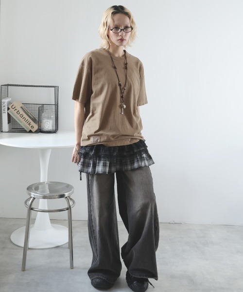 Girly Doll(ガーリードール)の「ビンテージライクオーバーTシャツ(Tシャツ/カットソー・レディース・モカ/ダークグレー/カーキ・M/S/XL/L)」の22枚目の写真