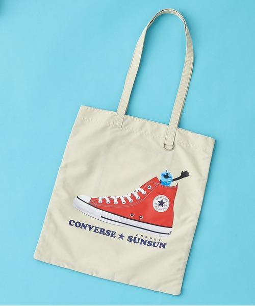 CONVERSE（コンバース）の「【CONVERSE/コンバース】SUNSUN FLAT TOTE BAG　パペットスンスン コラボバッグ（トートバッグ・レディース・アイボリー/イエロー/ブルー/ブラック/ピンク・FREE）」の2枚目の写真