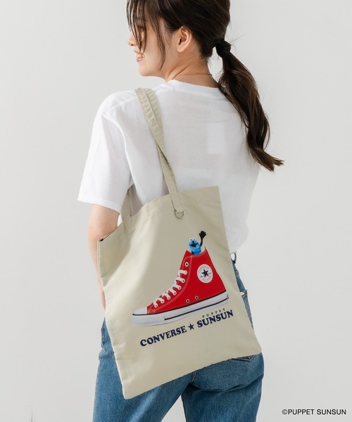 CONVERSE（コンバース）の「【CONVERSE/コンバース】SUNSUN FLAT TOTE BAG　パペットスンスン コラボバッグ（トートバッグ・レディース・アイボリー/イエロー/ブルー/ブラック/ピンク・FREE）」の18枚目の写真