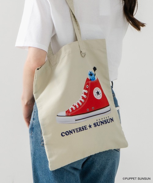 CONVERSE（コンバース）の「【CONVERSE/コンバース】SUNSUN FLAT TOTE BAG　パペットスンスン コラボバッグ（トートバッグ・レディース・アイボリー/イエロー/ブルー/ブラック/ピンク・FREE）」の20枚目の写真