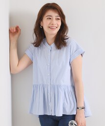 ITS'DEMO | 【接触冷感／手洗い可】ストライプペプラムブラウス(シャツ/ブラウス)