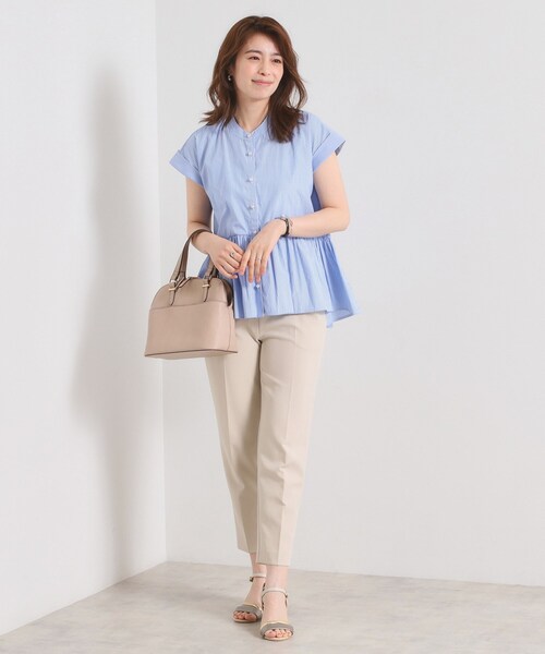 ITS'DEMO（イッツデモ）の「【接触冷感／手洗い可】ストライプペプラムブラウス（シャツ/ブラウス・レディース・パープル系1/サックスブルー系2/ブルー系2/ホワイト系5・00）」の19枚目の写真