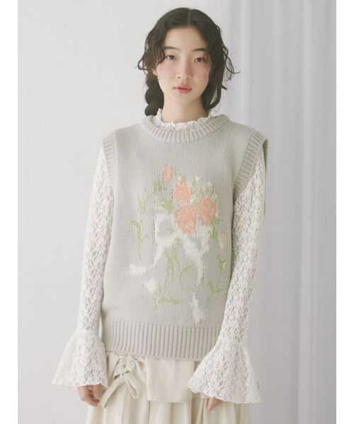 flower 今期 レーストップス merry jenny（メリージェニー） tシャツ flowerレーストップス