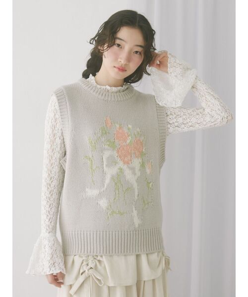 flower 今期 レーストップス merry jenny（メリージェニー） tシャツ flowerレーストップス