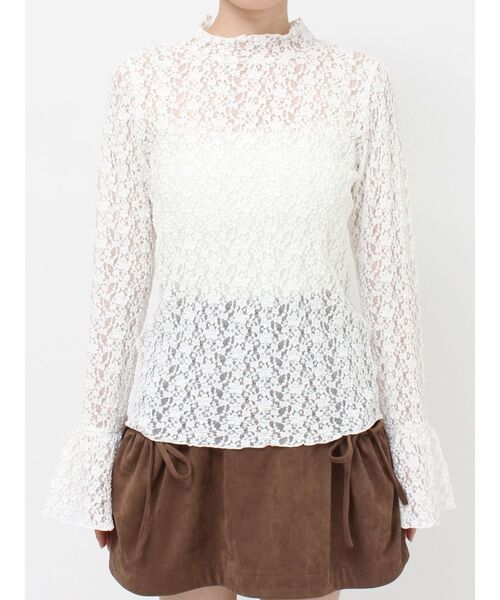 merry jenny（メリージェニー）の「flowerレーストップス（Tシャツ/カットソー・レディース・ブラック/オフホワイト/ピンク・FREE）」の6枚目の写真