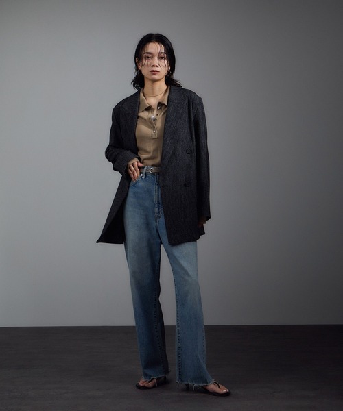 SALON adam et rope'(サロン アダム エ ロペ)の「【W S(ドゥーブル)】レザーオーバルバックルベルト(ベルト・レディース・ブラック/ベージュ系その他・FREE)」の7枚目の写真