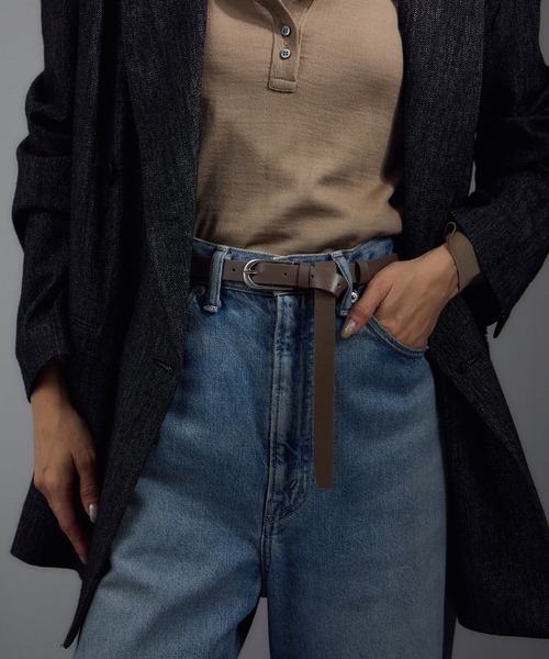 SALON adam et rope'(サロン アダム エ ロペ)の「【W S(ドゥーブル)】レザーオーバルバックルベルト(ベルト・レディース・ブラック/ベージュ系その他・FREE)」の8枚目の写真