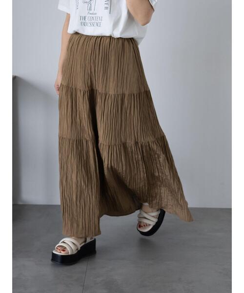 ehka sopo（エヘカソポ）の「ティアードスカート（スカート・レディース・ブラック/キナリ/ブラウン・F）」の3枚目の写真