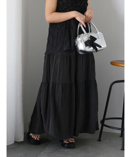 ehka sopo（エヘカソポ）の「ティアードスカート（スカート・レディース・ブラック/キナリ/ブラウン・F）」の2枚目の写真