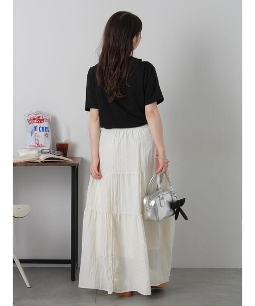 ehka sopo（エヘカソポ）の「ティアードスカート（スカート・レディース・ブラック/キナリ/ブラウン・F）」の7枚目の写真