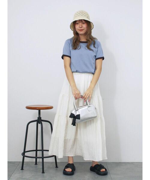 ehka sopo（エヘカソポ）の「ティアードスカート（スカート・レディース・ブラック/キナリ/ブラウン・F）」の8枚目の写真