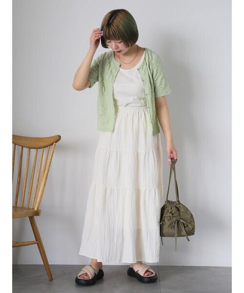 ehka sopo（エヘカソポ）の「ティアードスカート（スカート・レディース・ブラック/キナリ/ブラウン・F）」の11枚目の写真