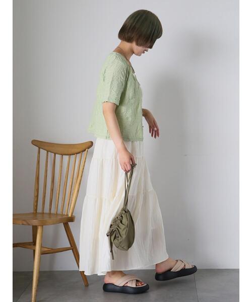 ehka sopo（エヘカソポ）の「ティアードスカート（スカート・レディース・ブラック/キナリ/ブラウン・F）」の12枚目の写真