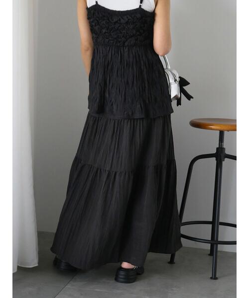 ehka sopo（エヘカソポ）の「ティアードスカート（スカート・レディース・ブラック/キナリ/ブラウン・F）」の14枚目の写真
