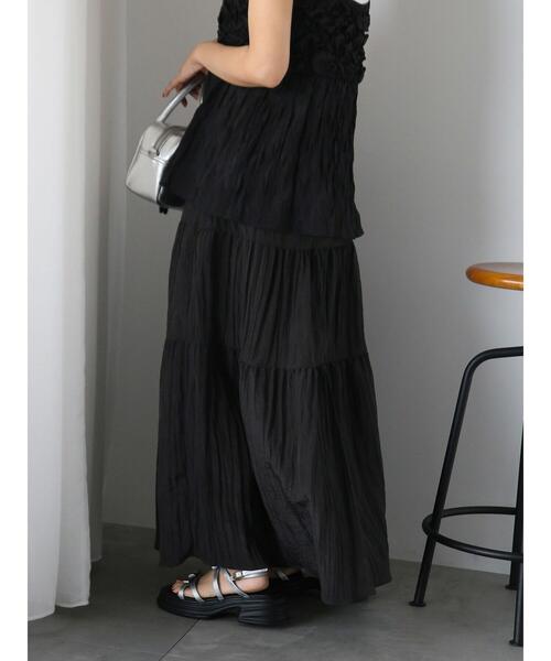 ehka sopo（エヘカソポ）の「ティアードスカート（スカート・レディース・ブラック/キナリ/ブラウン・F）」の15枚目の写真