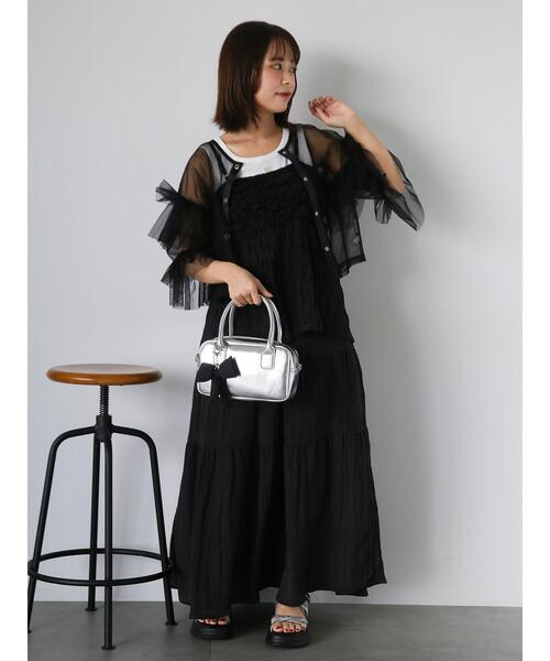 ehka sopo（エヘカソポ）の「ティアードスカート（スカート・レディース・ブラック/キナリ/ブラウン・F）」の16枚目の写真