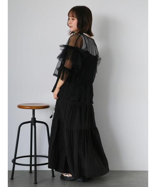 ehka sopo（エヘカソポ）の「ティアードスカート（スカート・レディース・ブラック/キナリ/ブラウン・F）」の17枚目の写真