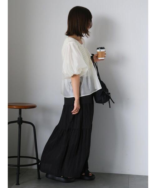 ehka sopo（エヘカソポ）の「ティアードスカート（スカート・レディース・ブラック/キナリ/ブラウン・F）」の22枚目の写真