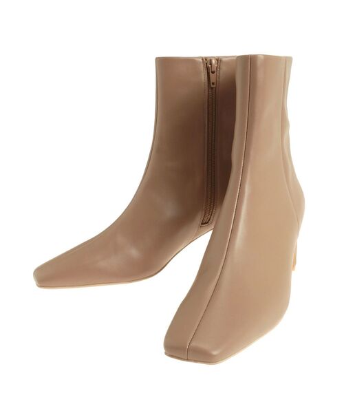 LAGUNAMOON(ラグナムーン)の「スクエアトゥショートブーツ(ブーツ・レディース・ブラック/ベージュ・S/M)」の2枚目の写真