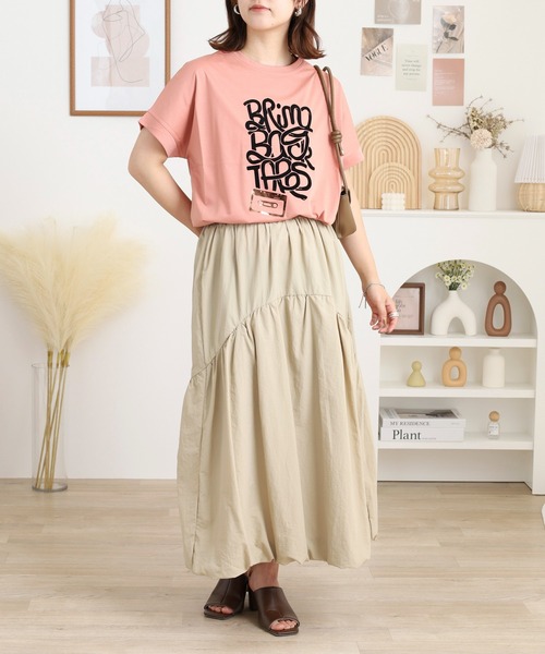 BRODIAEA(ブローディア)の「BRODIAEA 極サラコットンフロッキープリントTシャツ(Tシャツ/カットソー・レディース・ブラック/オフホワイト/ピンク/キャメル/マスタード・40)」の19枚目の写真