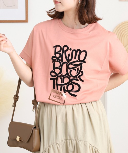 BRODIAEA(ブローディア)の「BRODIAEA 極サラコットンフロッキープリントTシャツ(Tシャツ/カットソー・レディース・ブラック/オフホワイト/ピンク/キャメル/マスタード・40)」の16枚目の写真