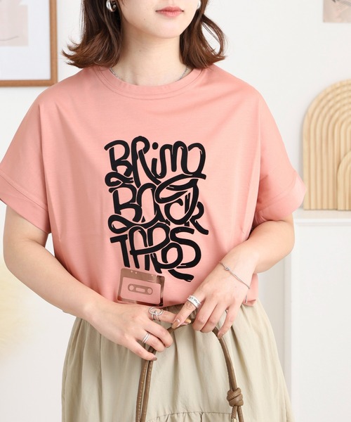 BRODIAEA(ブローディア)の「BRODIAEA 極サラコットンフロッキープリントTシャツ(Tシャツ/カットソー・レディース・ブラック/オフホワイト/ピンク/キャメル/マスタード・40)」の18枚目の写真