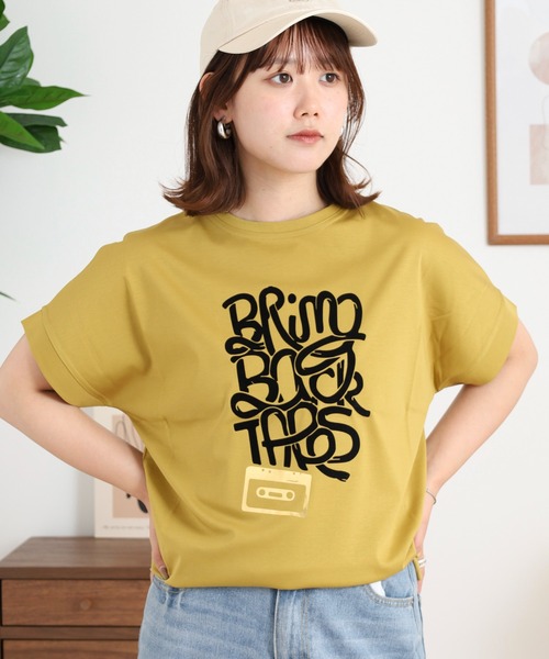 BRODIAEA(ブローディア)の「BRODIAEA 極サラコットンフロッキープリントTシャツ(Tシャツ/カットソー・レディース・ブラック/オフホワイト/ピンク/キャメル/マスタード・40)」の21枚目の写真