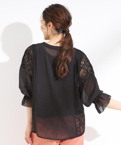 Cutie Blonde（キューティーブロンド）の「【着丈選べる】一枚でこなれ見え サイドレースブラウス（シャツ/ブラウス・レディース・オフホワイト/ブラック・00/11）」の7枚目の写真