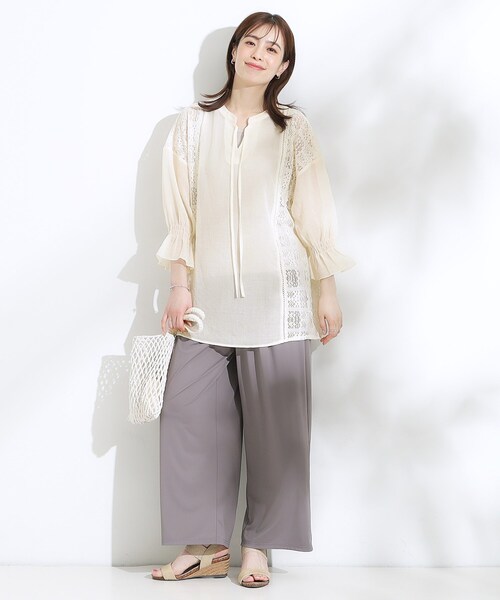 Cutie Blonde（キューティーブロンド）の「【着丈選べる】一枚でこなれ見え サイドレースブラウス（シャツ/ブラウス・レディース・オフホワイト/ブラック・00/11）」の12枚目の写真
