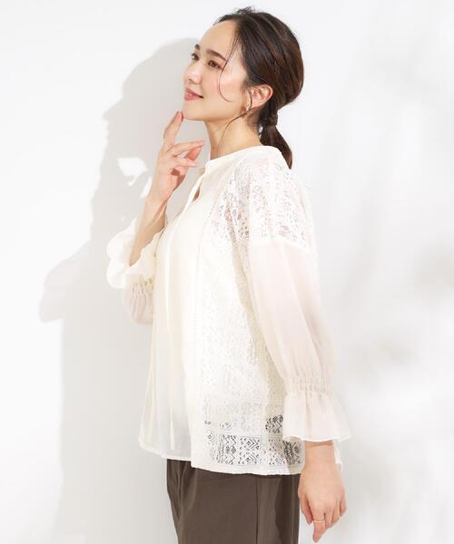 Cutie Blonde（キューティーブロンド）の「【着丈選べる】一枚でこなれ見え サイドレースブラウス（シャツ/ブラウス・レディース・オフホワイト/ブラック・00/11）」の14枚目の写真