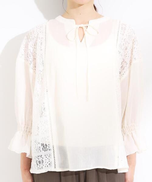 Cutie Blonde（キューティーブロンド）の「【着丈選べる】一枚でこなれ見え サイドレースブラウス（シャツ/ブラウス・レディース・オフホワイト/ブラック・00/11）」の18枚目の写真