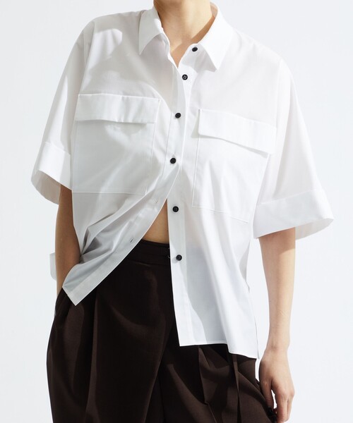 AEWEN MATOPH(イウエン マトフ)の「<AEWEN MATOPH>ポケット ドルマン シャツ②(シャツ/ブラウス・レディース・ホワイト/ダークブラウン・FREE)」の2枚目の写真