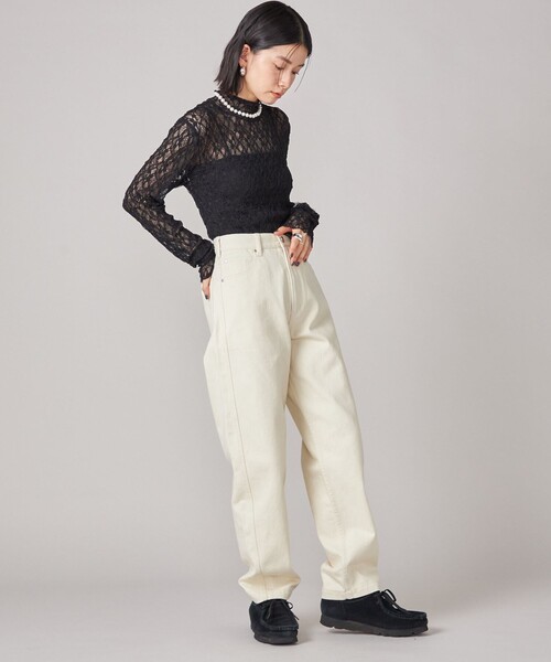 SHIPS NINE CASE:〈手洗い可能〉シアー レース ハイネック プル