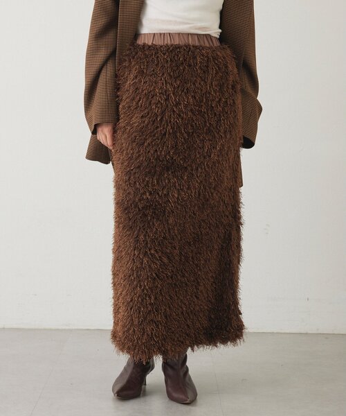 THE PAUSE（ザ ポーズ）の「【THE PAUSE】ボリュームフリンジスカート（スカート・レディース・ブラウン/アイボリー・FREE）」の2枚目の写真