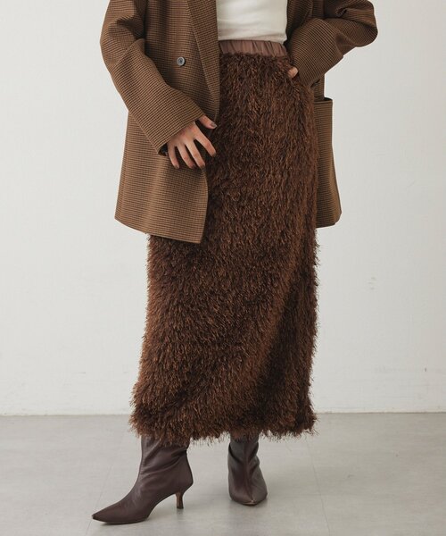 THE PAUSE（ザ ポーズ）の「【THE PAUSE】ボリュームフリンジスカート（スカート・レディース・ブラウン/アイボリー・FREE）」の6枚目の写真