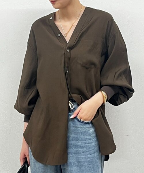 Lounge dress】ブラウス サテンロンTブラウス（シャツ/ブラウス