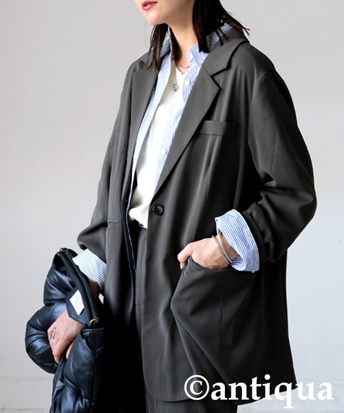 antiqua(アンティカ)の「テーラードジャケット(テーラードジャケット・レディース・ブラック/グレー・ONESIZE)」の12枚目の写真